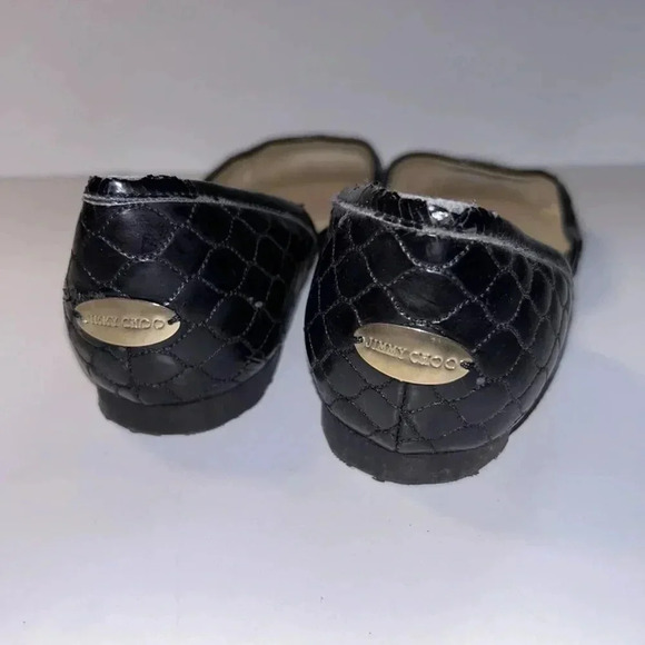 Jimmy Choo Black Leather Flats Size 40 - Picture 6 of 16